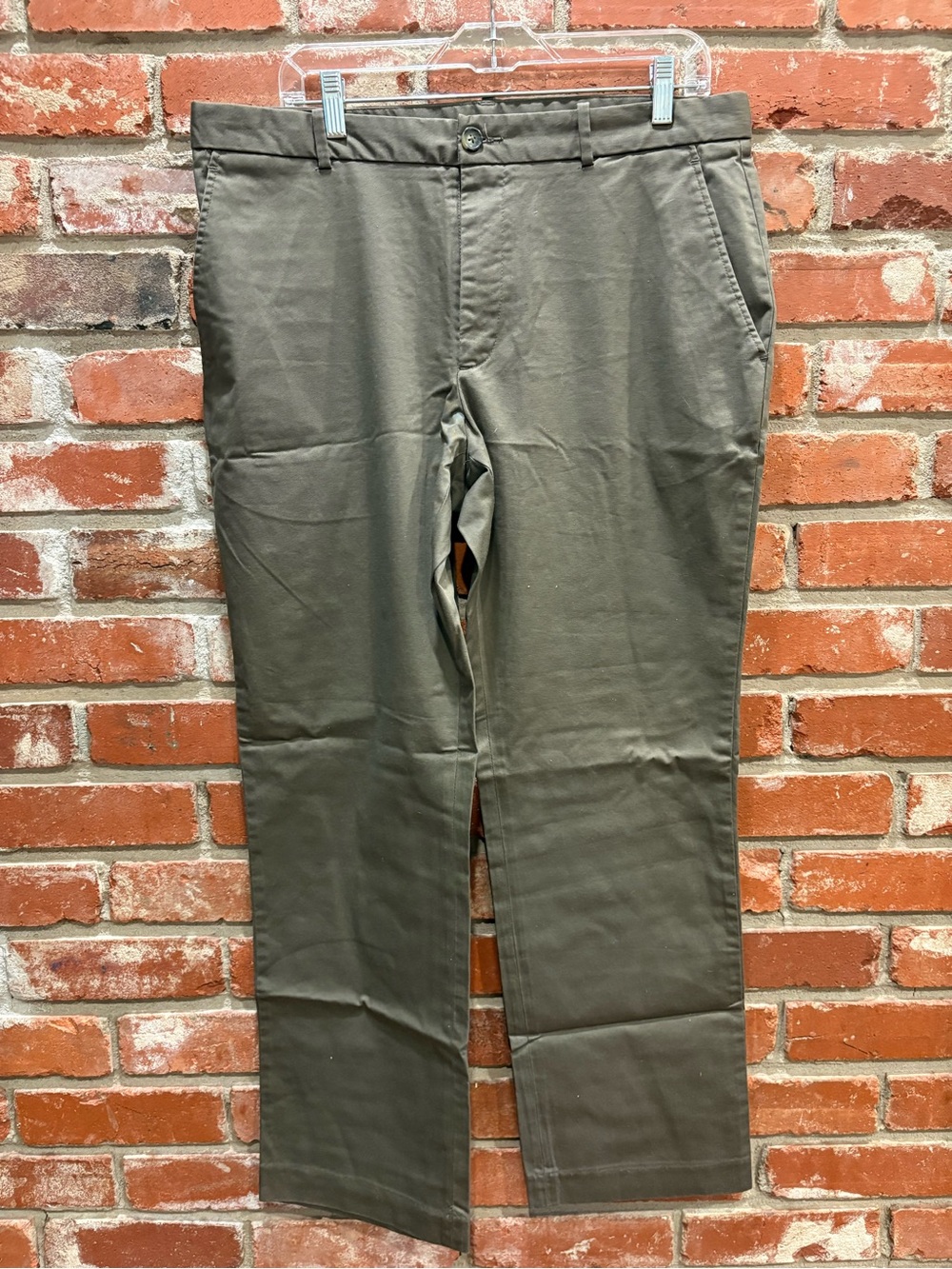 Perry Ellis Portfolio Mens 34x30 Stretch Chino Pants Olive Green Khakis
